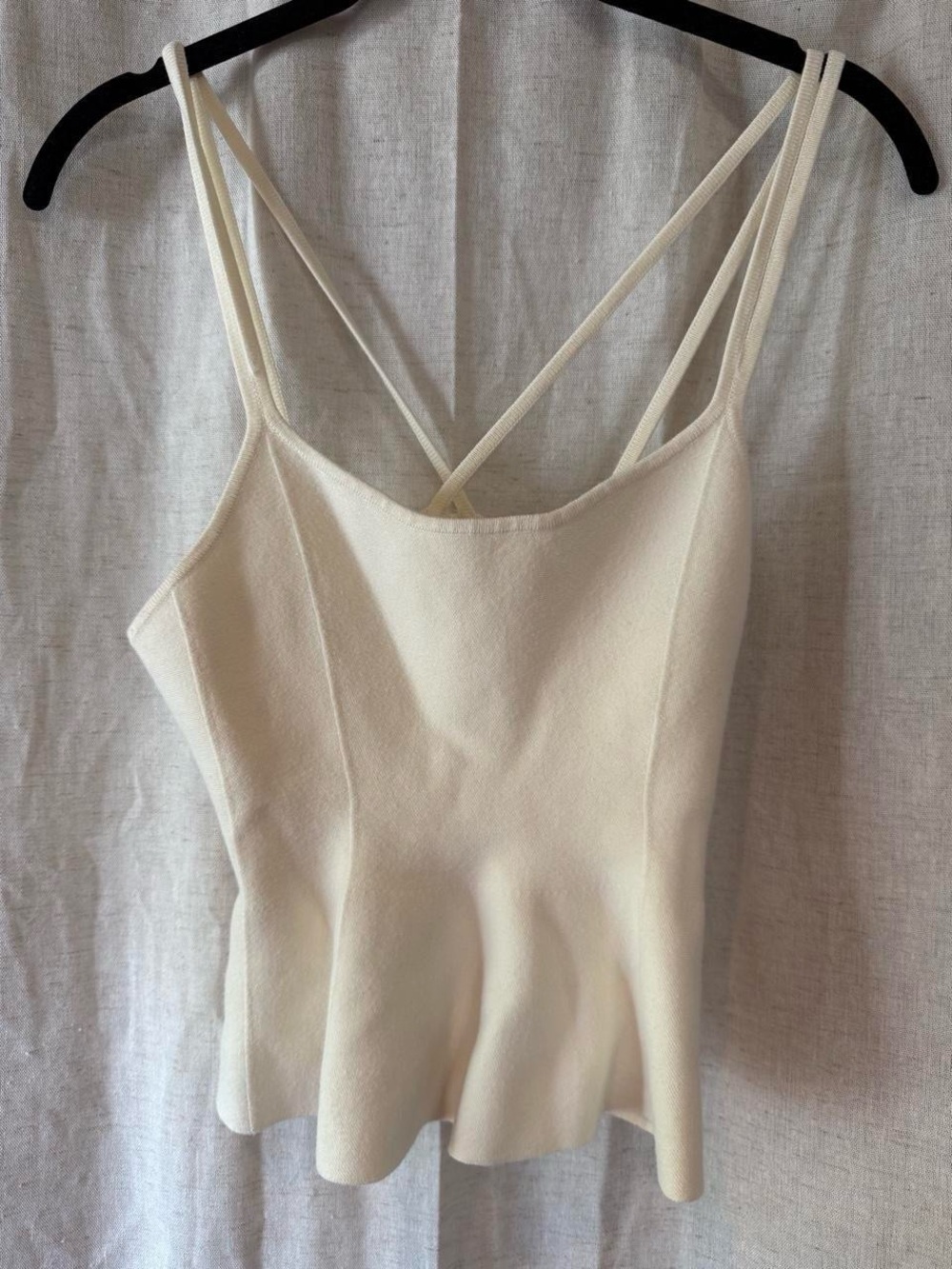 Anthropologie Cream Double-Strap Satin-Look Camisole